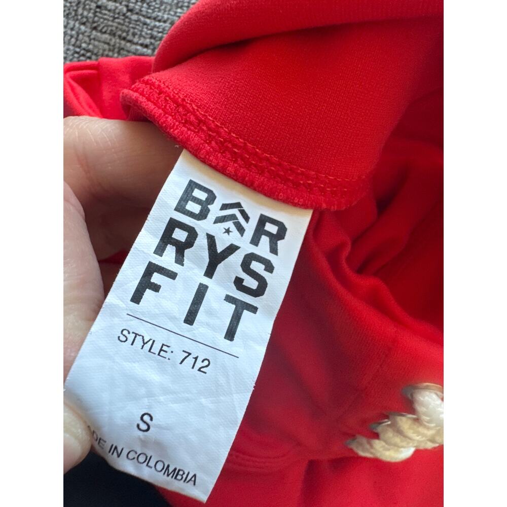 Barry's Fit Boot Camp Red Lace Up High Waisted Biker Short Red Women's Sz Small - Picture 4 of 5